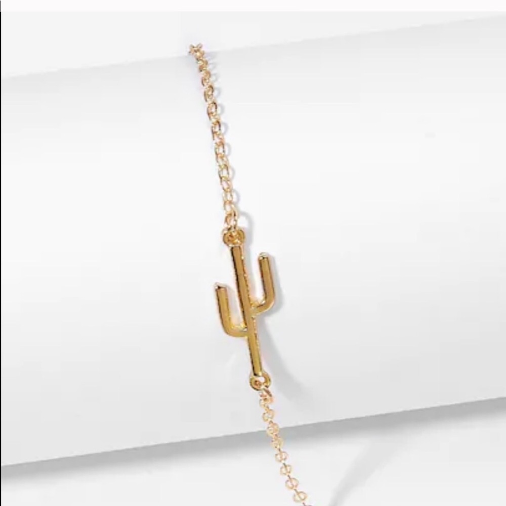 Minimalist Gold Cactus Bracelet - Picture 2 of 3